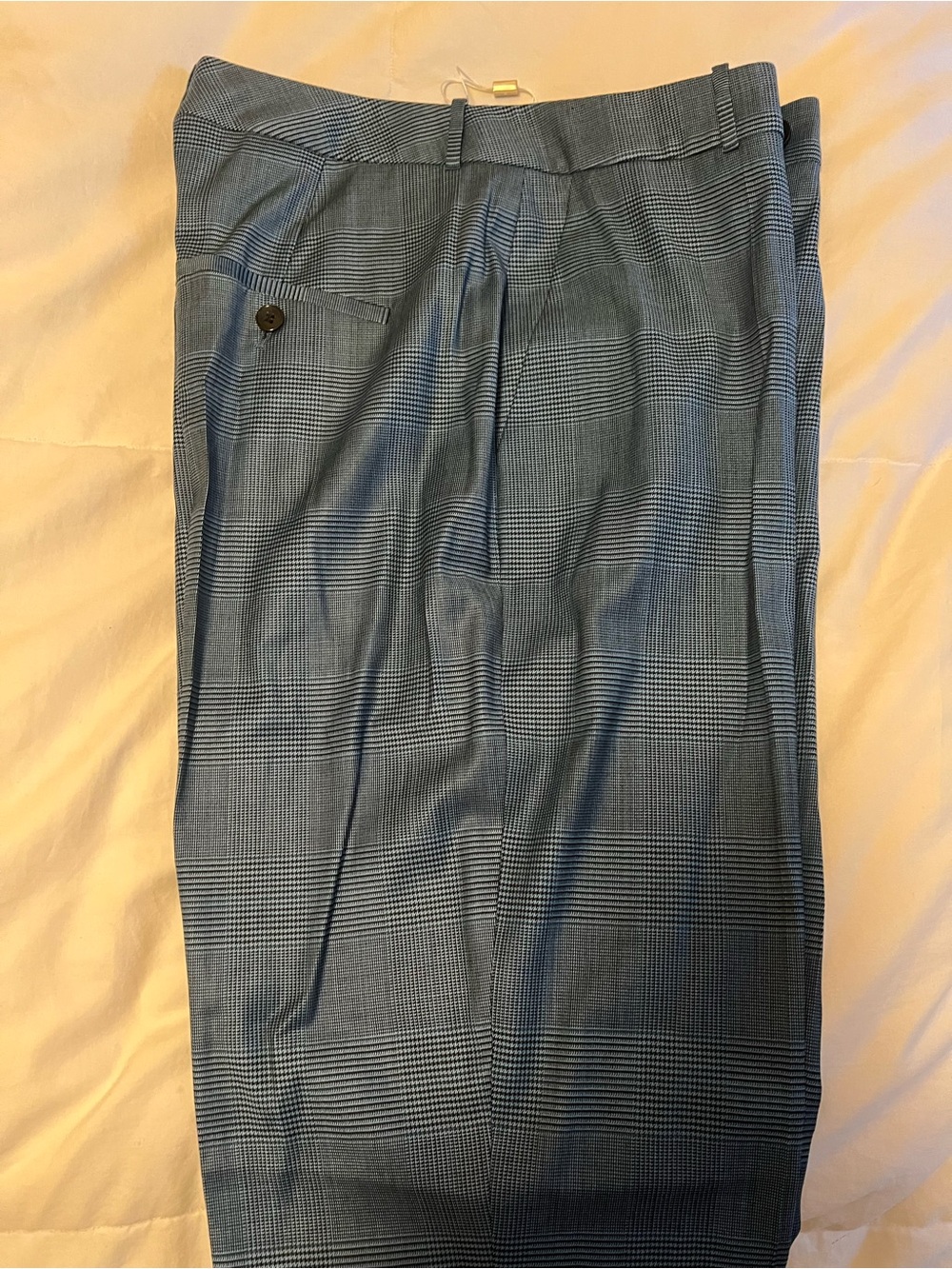 Hugo Boss Blue Glen Plaid Flat-Front Trousers